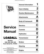JCB 530 533 535 540 Loader from no 767001 Workshop Manual Delivered Today