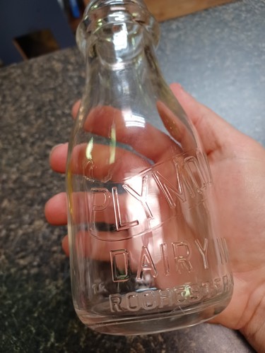 Embossed milk bottle plymouth - embossed,