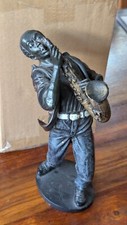 Vintage Resin Saxophone Player Statue Figure - Black Americana - Great Condition