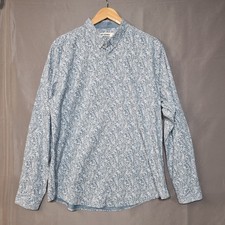 Ben Sherman Shirt Men XXL Blue Cotton Paisley Long Sleeve Button-Down Soho