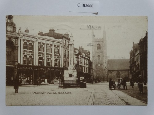 Market place reading - market, postcard