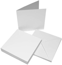 50 x 6" x 6" WHITE BLANK CARDS 250gsm & ENVELOPES 100gsm CARD MAKING CRAFT 599