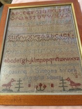 Antique sampler rosanna - , aged