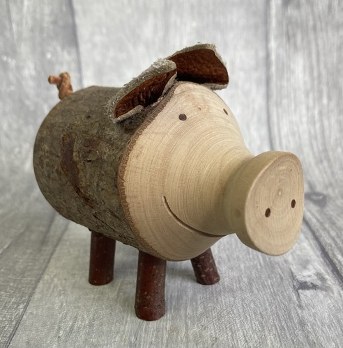 Wooden branch pig figurine - branch,