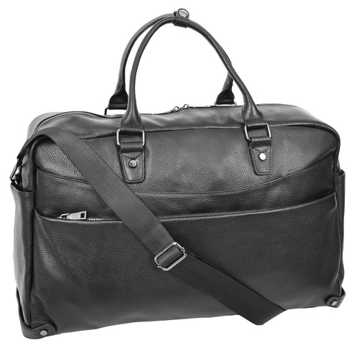 Genuine black leather holdall - genuine,