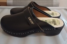 SIMSON CLOGS Holland classic wood black dutch orthopedic mules shoes Size 40 EU