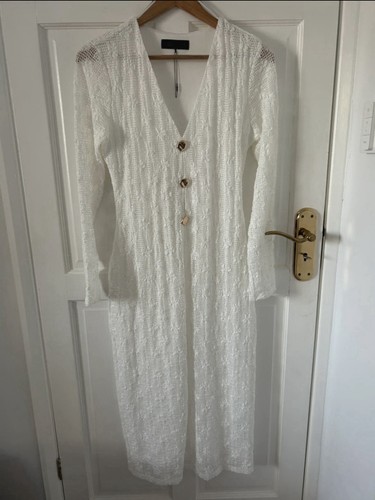 Zara white lace textured - , midi