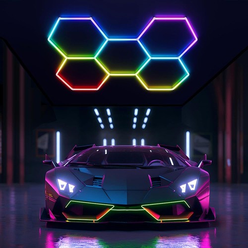 Rgb hexagon led - hexagon, car