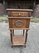 Antique French Nightstand Bedside Cabinet Brittany Breton Marble End Table 