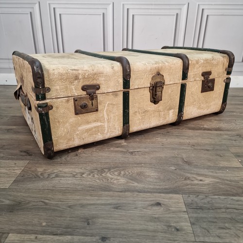 Vintage steamer trunk banded - vintage,