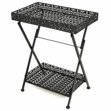 itzcominghome Small Folding Tea Table Garden Potting Table, Two Shelves FOLDABLE