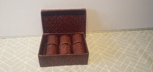 Woven brown napkin rings 6 - brown, x