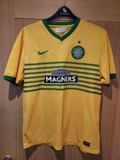 CELTIC FC GLASGOW FOOTBALL TOP MENS SIZE L GENUINE AWAY YELLOW FAST POST 