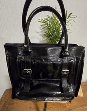 DEBENHAMS The Collection, Large, Black, Patent Leather  Handbag **Used Twice** 