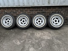 Set of Ford USA Alloy Wolfrace Wheels With White Wall tyres 5x4 1/2”