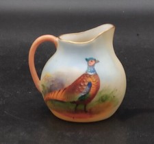 Antique Locke & Co Worcester Pheasant Miniature Jug Hand Painted Signed 