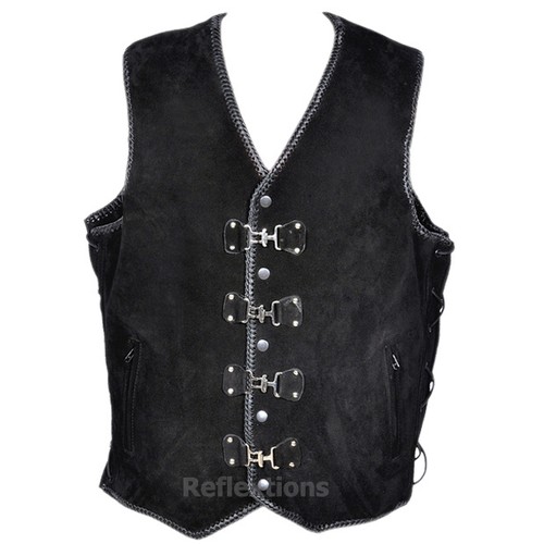 Motorcycle buckle suede vest - motorcycle,