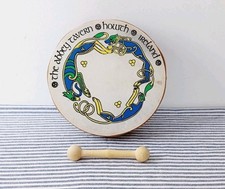 Vintage Traditional Irish Drum The Abbey Tavern Howth Musical Instrument Beater