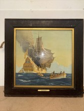 Vintage Norman Wilkinson “The Treasure Ship” Maritime Print Framed Nautical Art
