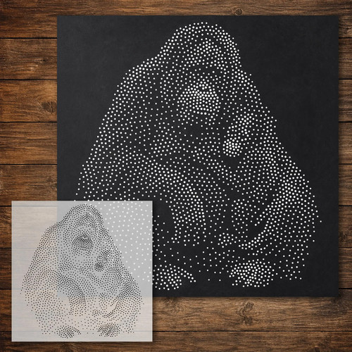 Orangutan with baby stipple - baby,