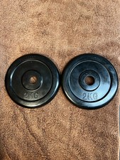 Rubber Coated Iron Weight Plates 2 x 2kg (1 pair) for  1" dumbbell / barbell 