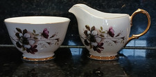 Vintage Royal Imperial Bone China Milk Jug Creamer Sugar Bowl Set Wild Roses VGC