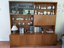 Teak large storage unit , with  bookshelves glass display, cupboards and bureau