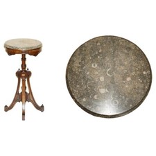 EDITORS CHOICE MOST POPULAR FOSSIL MARBLE TOP ANTIQUE SIDE END LAMP WINE TABLE