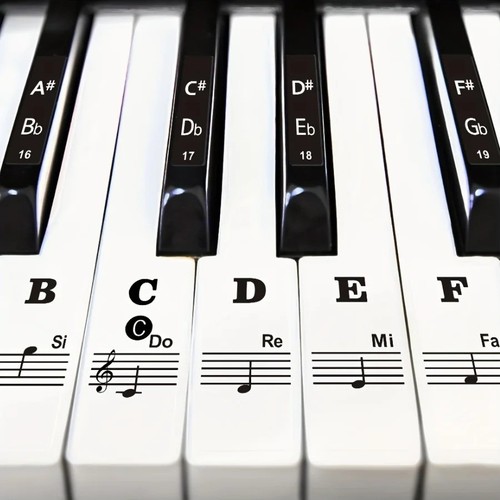 Piano keyboard note labels - piano,