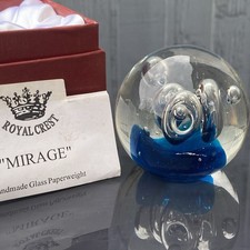 Royal Crest by Lesser & Pavey Handmade Art Glass Paperweight Round Mirage in Box