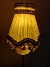 BEAUTIFUL VINTAGE 6" CLIP ON BOUDOIR CHIFFON PLEATED LAMPSHADE IN GOLD