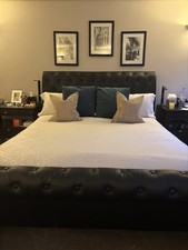 Super king Black Sleigh Bed