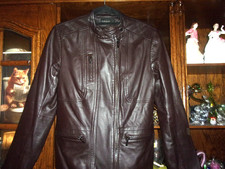 M&S. AUTOGRAPH. Real Soft Leather Zipped Jacket in a Chocolate Colour. UK 10.