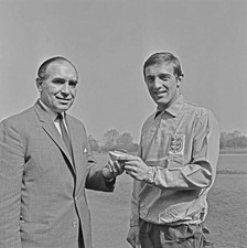 Alf Ramsey presents footballer