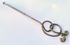 VICTORIAN BRASS BOOT SHOE BUTTON HOOK - UNUSUAL HANDLE