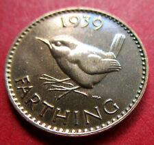 BRITAIN YEAR CELEBRATION DATE 1939 POLISHED ONE WREN FARTHING COIN BIRTHDAYS ECT