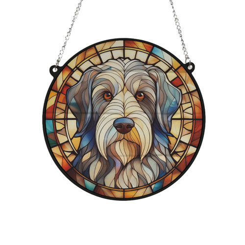 Bearded collie stained glass - stained,