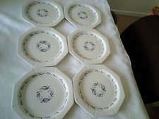 6 W H Grindley Satinwhite Ironstone "Ascot - Tulip" Tea/Side Plates - Octagonal.
