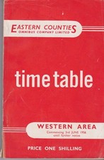 EASTERN COUNTIES BUS TIMETABLE BOOK WESTERN AREA JUN 1956 WITH ROUTE MAP