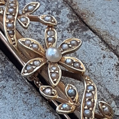 15ct gold seed - pearl, brooch