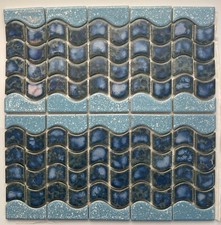 CLASSIC GLAZED TILE WATER BAND WAVE PATTERN TILE L 295mm x H 148mm
