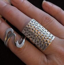 Mexican Silver 925 Rings Twist Hammered Hand Crafted Tooled Biker Goth Rock Emo