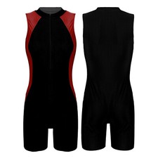 UK Womens Swimming Costume Athletic Swimsuit Sport Swimwear with Front Zip