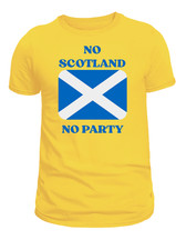 No Scotland No Party Saltire Football T-shirt, small - 2XL, White or Yellow