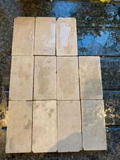 Reclaimed original encaustic geometric hall floor tile border beige