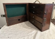 Vintage Hand Made Wooden Engineers Box. Metal Trims On Edges. 4  Drawers Inside