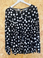 Kim & Co dark brown cream spotty polka dot slinky blouse top long sleeve sz 3XL