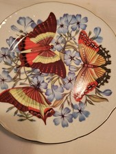 12  Emil de Limoges Butterfly Plates Gold Trim 7 1/2" VTG, I. Godinger 1855