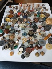 Job Lot Vintage Buttons Old Leather Army Reto Military Plastic