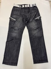 Airwalk Dark Grey Denim Trousers Jeans Size W36/32L  With White Belt Ww25